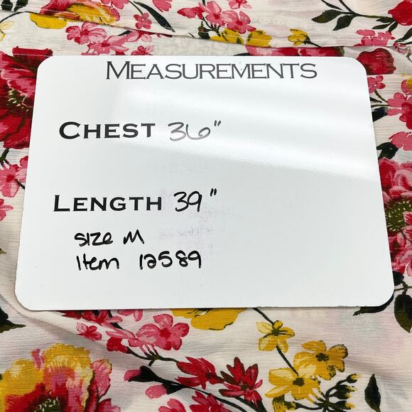 LIFE Womens Kimono Coverup Medium Floral Boho Festival Beach White Lotus Resort - Picture 7 of 8